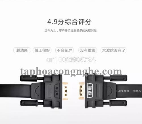 Ugreen 11670 10M màu Đen Cáp tín hiệu 2 đầu VGA cáp dẹt VG105 30011670